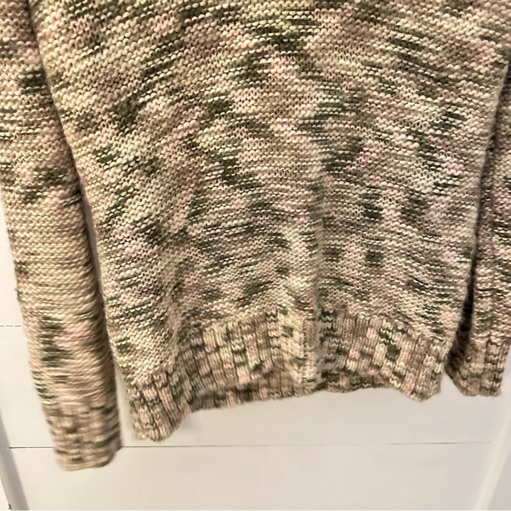Y2K VTG LIZ CLAIBORNE M Multicolor crew exaggerated collar woman sweater boho - Picture 5 of 12